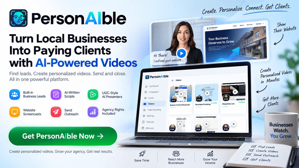 PersonAIble AI video prospecting platform with business leads, personalized videos, website screencasts and outreach tools